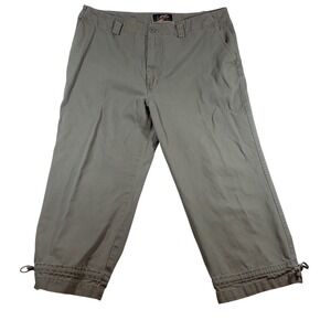 La Cabana Women's Size 16W Khaki Capris Capri Pants Cotton Blend Tie‎ Cuffs